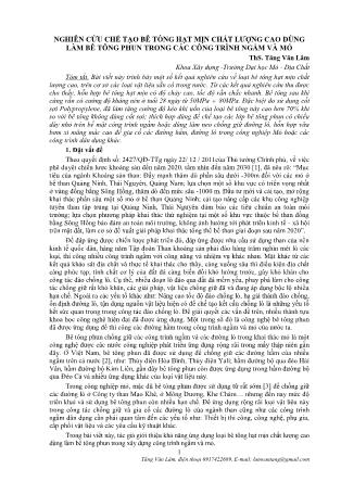 Nghiên cứu chế tạo bê tông hạt mịn chất lượng cao dùng làm bê tông phun trong các công trình ngầm và mỏ