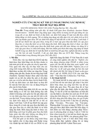 Nghiên cứu ứng dụng kỹ thuật Insar trong xác định sự thay đổi bề mặt địa hình