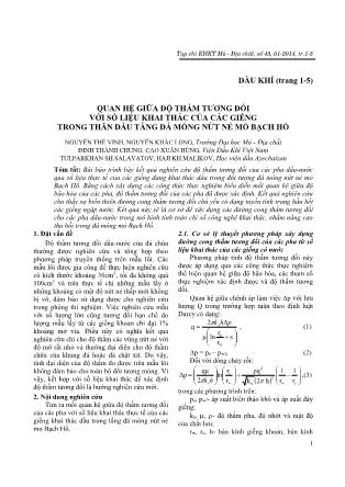 Quan hệ giữa độ thấm tương đối với số liệu khai thác của các giếng trong thân dầu tầng đá móng nứt nẻ mỏ Bạch Hổ
