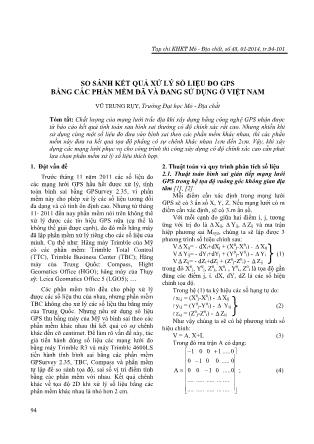 So sánh kết quả xử lý số liệu đo GPS bằng các phần mềm đã và đang sử dụng ở Việt Nam