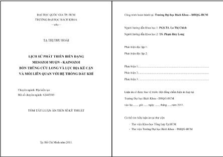 Tóm tắt luận án Lịch sử phát triển biến dạng Mesozoi muộn - Kainozoi bồn trũng Cửu Long và lục địa kế cận và mối liên quan với hệ thống dầu khí