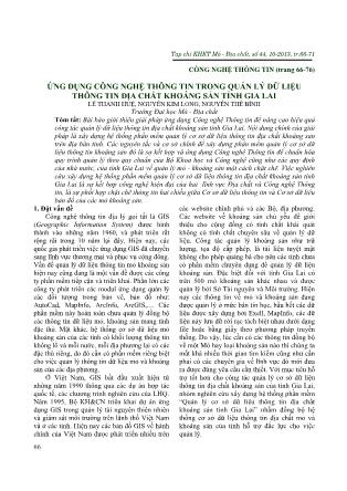 Ứng dụng công nghệ thông tin trong quản lý dữ liệu thông tin địa chất khoáng sản tỉnh gia lai