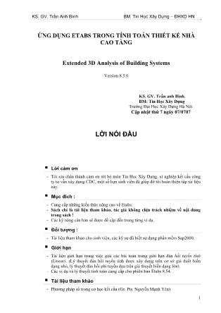 Ứng dụng Etabs trong tính toán thiết kế nhà cao tầng