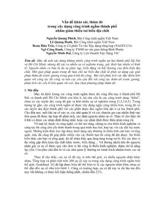 Vấn đề khảo sát, thăm dò trong xây dựng công trình ngầm thành phố nhằm giảm thiểu tai biến địa chất