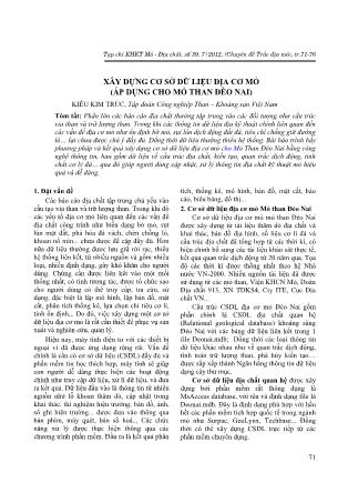 Xây dựng cơ sở dữ liệu địa cơ mỏ (Áp dụng cho mỏ than đèo nai)