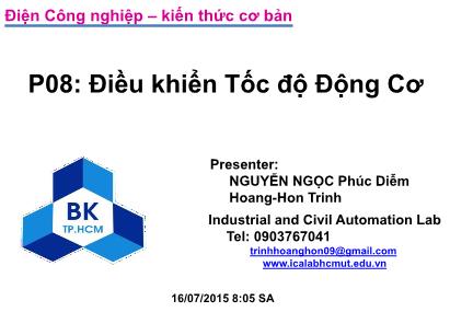Bài giảng Bảo trì hệ thống điện trong công nghiệp - Điều khiển tốc độ động cơ - Nguyễn Ngọc Phúc Diễm