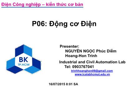 Bài giảng Bảo trì hệ thống điện trong công nghiệp - Động cơ điện - Nguyễn Ngọc Phúc Diễm