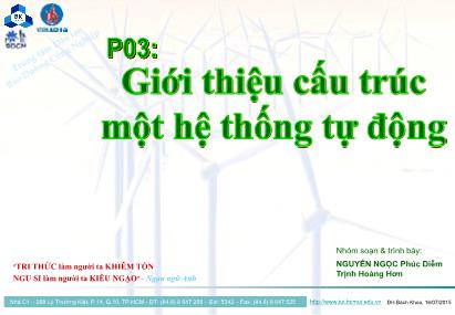 Bài giảng Bảo trì hệ thống điện trong công nghiệp - Giới thiệu cấu trúc một hệ thống tự động - Nguyễn Ngọc Phúc Diễm