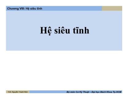Bài giảng Cơ học ứng dụng - Chương VIII: Hệ siêu tĩnh
