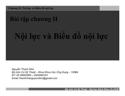 Bài giảng Cơ kỹ thuật - Chương II: Nội lực và biểu đồ nội lực - Nguyễn Thanh Nhã