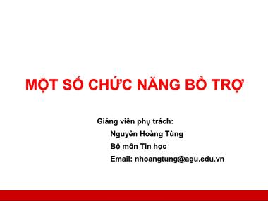 Bài giảng Công nghệ web và ứng dụng - Một số chức năng bổ trợ - Nguyễn Hoàng Tùng