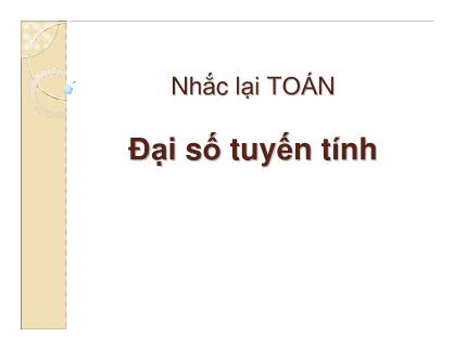 Bài giảng Đại số tuyến tính