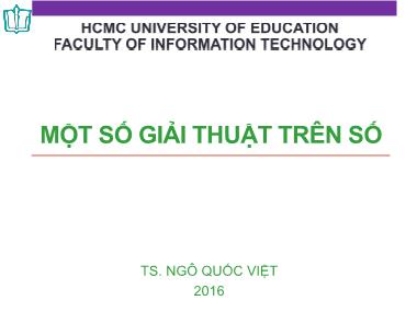 Bài giảng Giải thuật nâng cao - Một số giải thuật tren số
