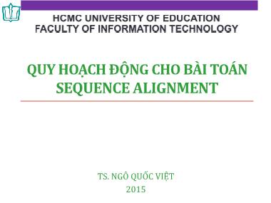 Bài giảng Giải thuật nâng cao - Quy hoạch động cho bài toán - Ngô Quốc Việt