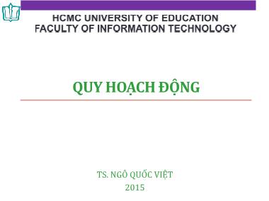 Bài giảng Giải thuật nâng cao - Quy hoạch động - Ngô Quốc Việt