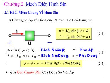 Bài giảng Kỹ thuật điện - Chương 2: Mạch điện hình Sin
