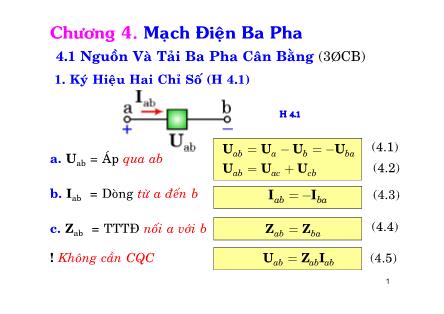 Bài giảng Kỹ thuật điện - Chương 4: Mạch điện ba pha