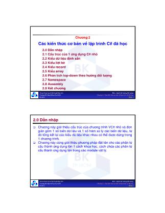 Bài giảng Lập trình hướng đối tượng - Các kiến thức cơ bản về lập trình C# đã học