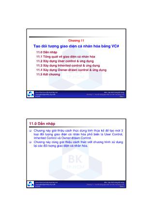 Bài giảng Lập trình hướng đối tượng - Chương 11: Tạo đối tượng giao diện cá nhân hóa bằng VC#