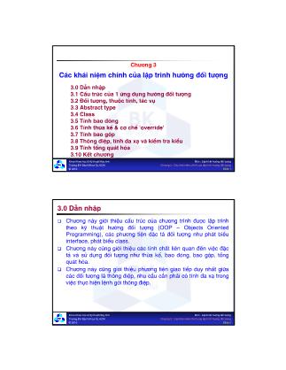 Bài giảng Lập trình hướng đối tượng - Chương 3: Các khái niệm chính của lập trình hướng đối tượng