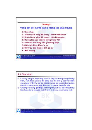 Bài giảng Lập trình hướng đối tượng - Chương 5: Vòng đời đối tượng và sự tương tác giữa chúng