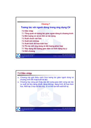 Bài giảng Lập trình hướng đối tượng - Chương 7: Tương tác với người dùng trong ứng dụng C#