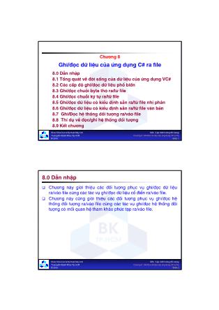 Bài giảng Lập trình hướng đối tượng - Chương 8: Ghi/đọc dữ liệu của ứng dụng C# ra file