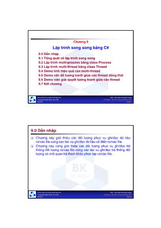 Bài giảng Lập trình hướng đối tượng - Chương 9: Lập trình song song bằng C#