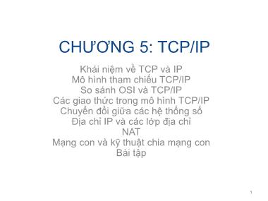 Bài giảng Mạng máy tính - Chương 5: TCP/IP - Trần Bá Nhiệm