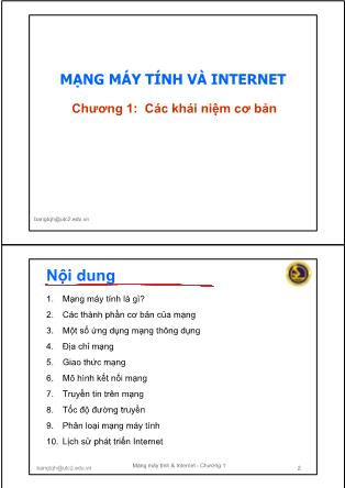 Bài giảng Mạng máy tính và internet - Chương 1: Các khái niệm cơ bản