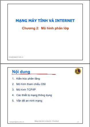 Bài giảng Mạng máy tính và internet - Chương 2: Mô hình phân lớp