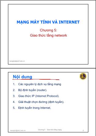 Bài giảng Mạng máy tính và internet - Chương 5: Giao thức tần network