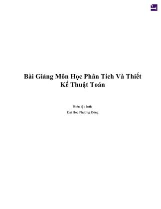 Bài giảng môn học Phân tích và thiết kế thuật toán