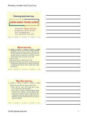 Bài giảng Ngân hàng trung ương - Nguyễn Quốc Anh