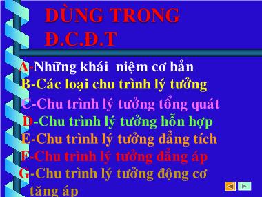 Bài giảng Nguyên lý động cơ đốt trong - Dùng trong động cơ đốt trong