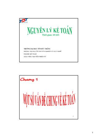 Bài giảng Nguyên lý kế toán - Nguyễn Thiên Tú