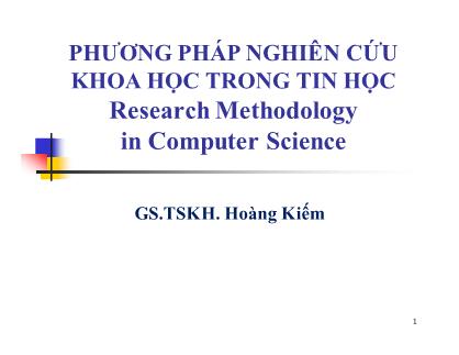 Bài giảng Phương pháp nghiên cứu khoa học trong tin học - Hoàng Kiếm
