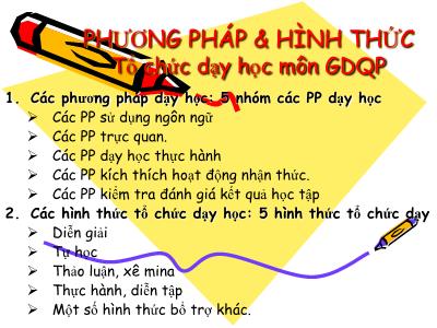 Bài giảng Phương pháp và hình thức tổ chức dạy học môn Giáo dục quốc phòng