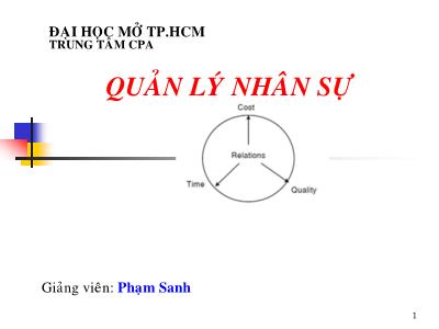Bài giảng Quản lý nhân sự - Phạm Sanh