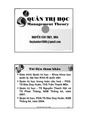 Bài giảng Quản trị học - Nguyễn Văn Thụy