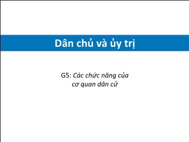 Bài giảng Quản trị nhà nước - Dân chủ và ủy trị