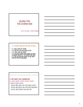 Bài giảng Quản trị tài chính doanh nghiệp - Lê Thị Lanh