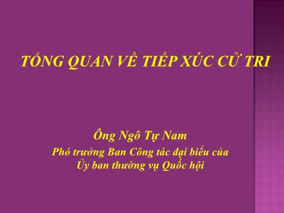 Bài giảng Tổng quan về tiếp xúc cử tri - Ngô Tự Long