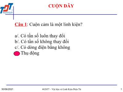 Bài giảng trắc nghiệm Vật liệu và linh kiện điện tử