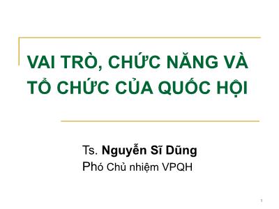 Bài giảng Vai trò, chức năng và tổ chức của quốc hội - Nguyễn Sĩ Dũng