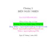 Bài giảng Xác suất và thống kê - Chương 2: Biến ngẫu nhiên - Nguyễn Phương