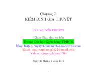 Bài giảng Xác suất và thống kê - Chương 7: Kiểm định giả thuyết - Nguyễn Phương