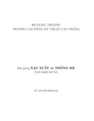 Bài giảng Xác suất và thống kê