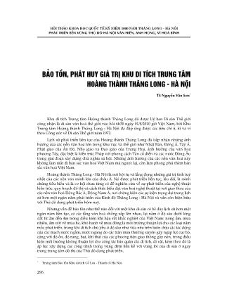 Bảo tồn, phát huy giá trị khu di tích trung tâm hoàng thành Thăng Long - Hà Nội