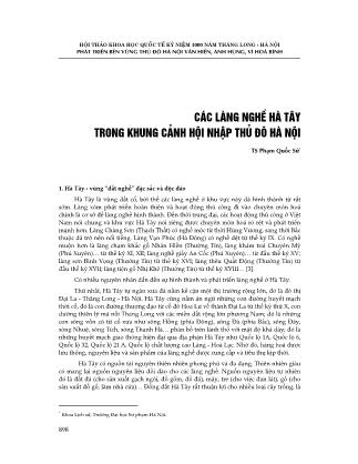 Các làng nghề Hà Tây trong khung cảnh hội nhập Thủ đô Hà Nội